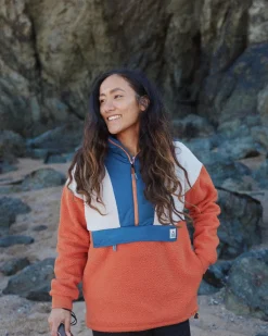 Fleece|Fleece|Passenger Maren Half Zip Recycled Sherpa Fleece - Burnt Orange BurntOrange