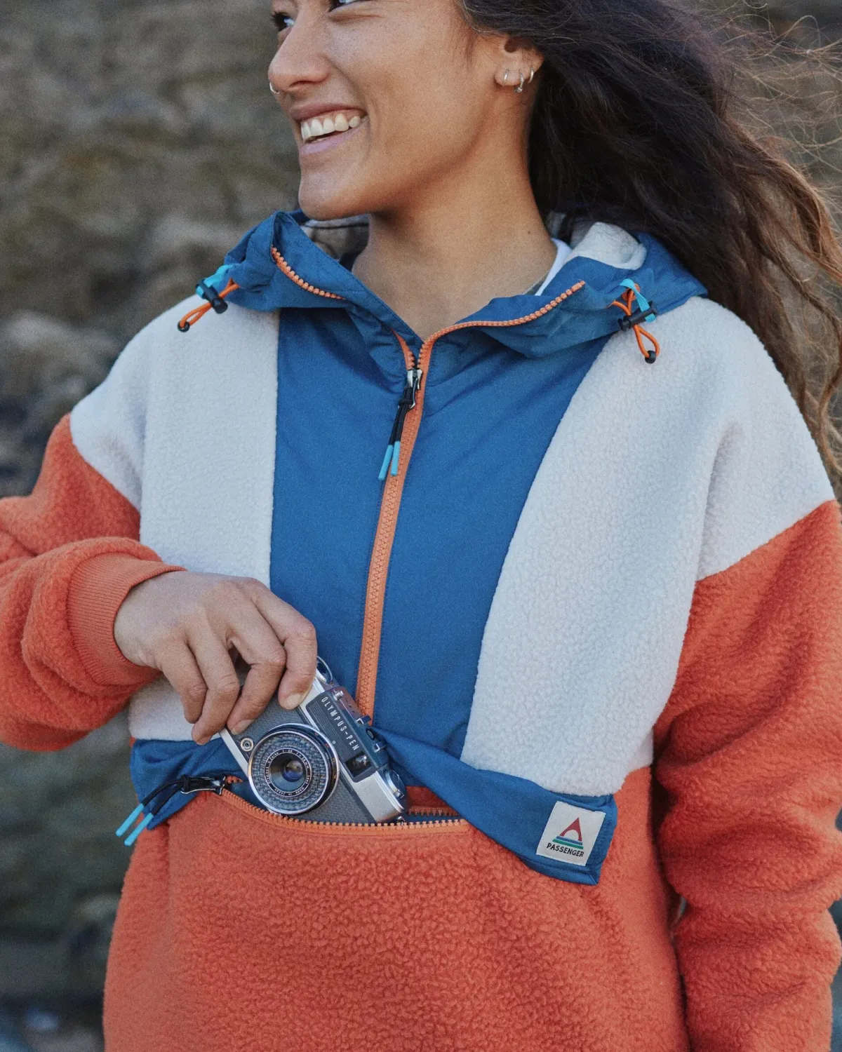 Fleece|Fleece|Passenger Maren Half Zip Recycled Sherpa Fleece - Burnt Orange BurntOrange