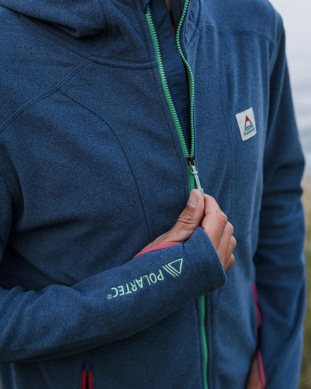 Hoodies|Outdoor Active|Passenger Men's Pinegrove Recycled Polartec Fleece Hoodie - Dark Denim Marl DarkDenimMarl