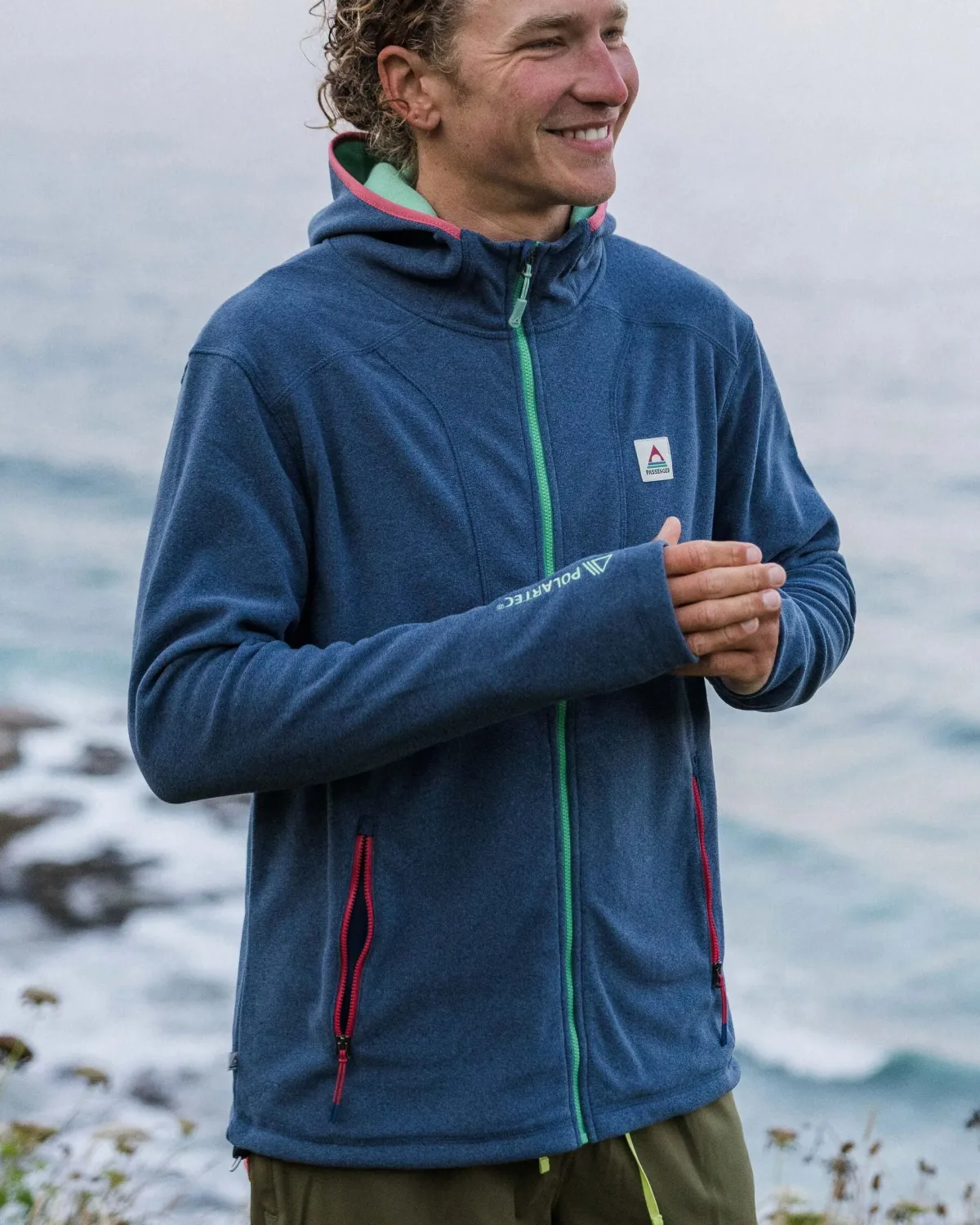 Hoodies|Outdoor Active|Passenger Men's Pinegrove Recycled Polartec Fleece Hoodie - Dark Denim Marl DarkDenimMarl