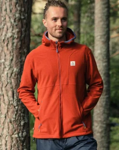 Hoodies|Tops|Passenger Men's Pinegrove Recycled Polartec Fleece Hoodie - Red Ochre RedOchre