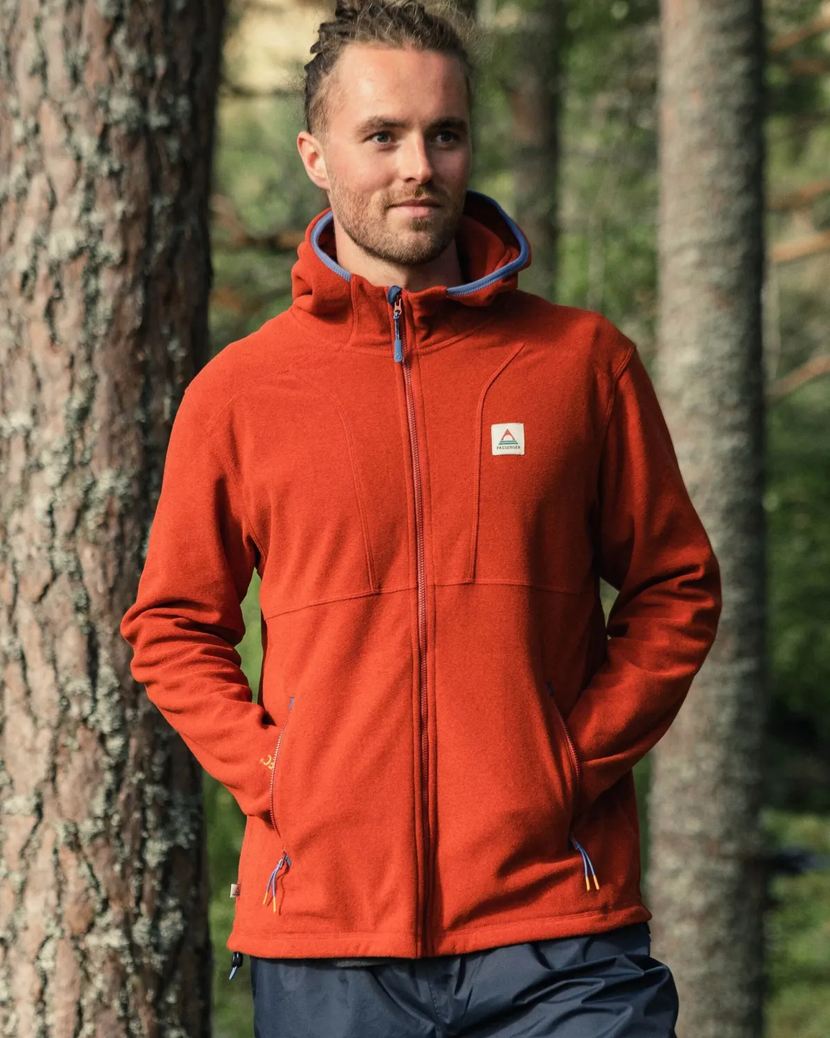 Hoodies|Tops|Passenger Men's Pinegrove Recycled Polartec Fleece Hoodie - Red Ochre RedOchre