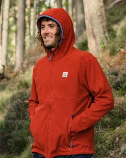 Hoodies|Tops|Passenger Men's Pinegrove Recycled Polartec Fleece Hoodie - Red Ochre RedOchre