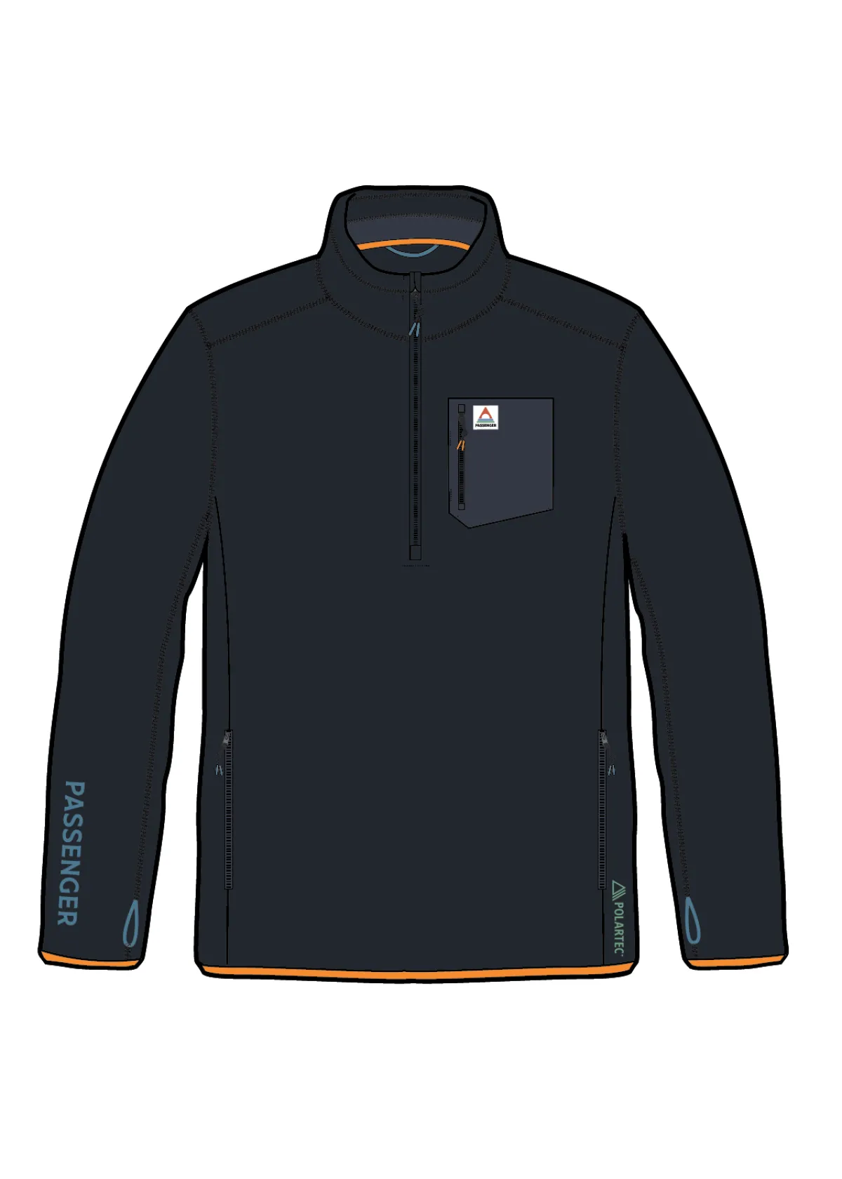 Fleece|Outdoor Active|Passenger Men's Solitude Recycled Polartec® Fleece Pullover - Black