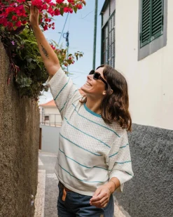 Knitwear|Sweaters|Passenger Migrate Organic Knitted Sweater - Blue Pool Stripe BluePoolStripe