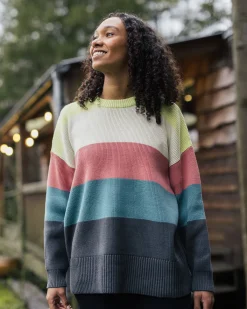Knitwear|Passenger Moments Oversized Organic Knitted Sweater - Lime Multi Stripe LimeMultiStripe