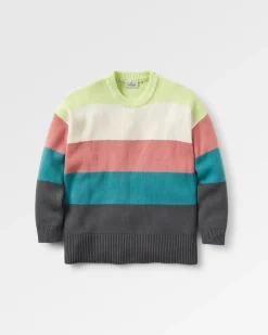 Knitwear|Passenger Moments Oversized Organic Knitted Sweater - Lime Multi Stripe LimeMultiStripe