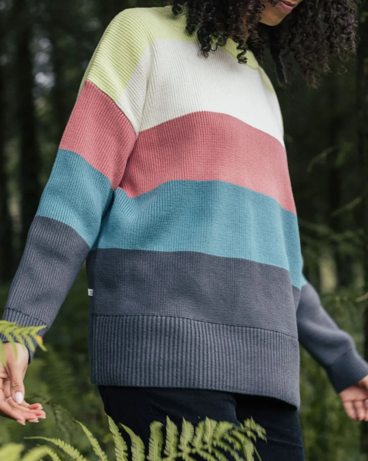 Knitwear|Passenger Moments Oversized Organic Knitted Sweater - Lime Multi Stripe LimeMultiStripe