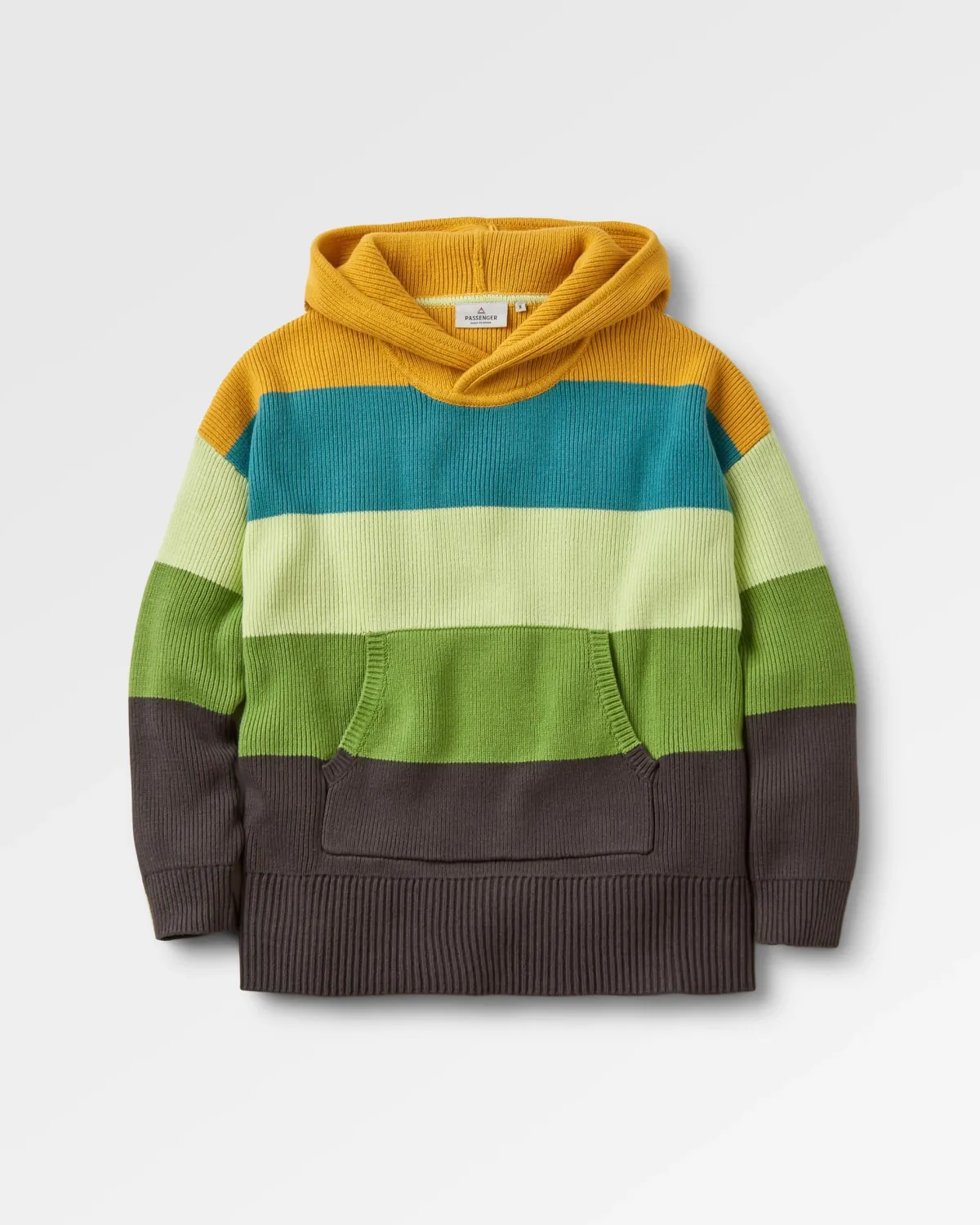 Hoodies|Knitwear|Passenger Moments Oversized Organic Knitted Hoodie - Mustard Yellow Multi Stripe MustardYellowMultiStripe