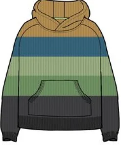 Hoodies|Knitwear|Passenger Moments Oversized Organic Knitted Hoodie - Mustard Yellow Multi Stripe MustardYellowMultiStripe