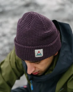 Beanies|Beanies|Passenger Moss Recycled Double Layer Waffle Beanie - Deep Plum DeepPlum