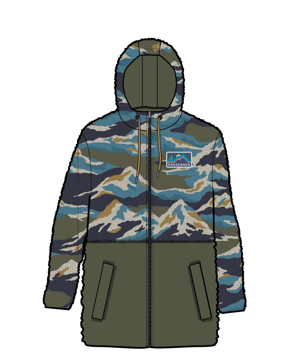 Fleece|Fleece|Passenger Nestling Recycled Polar-Lined Sherpa Fleece - Mount Scenic Khaki Green MountScenicKhakiGreen