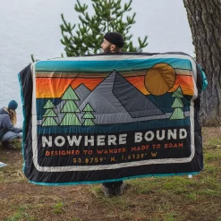 Blankets|Blankets|Passenger Nomadic Recycled Sherpa Blanket - Black 'Nowhere Bound' Print Black'NowhereBound'Print