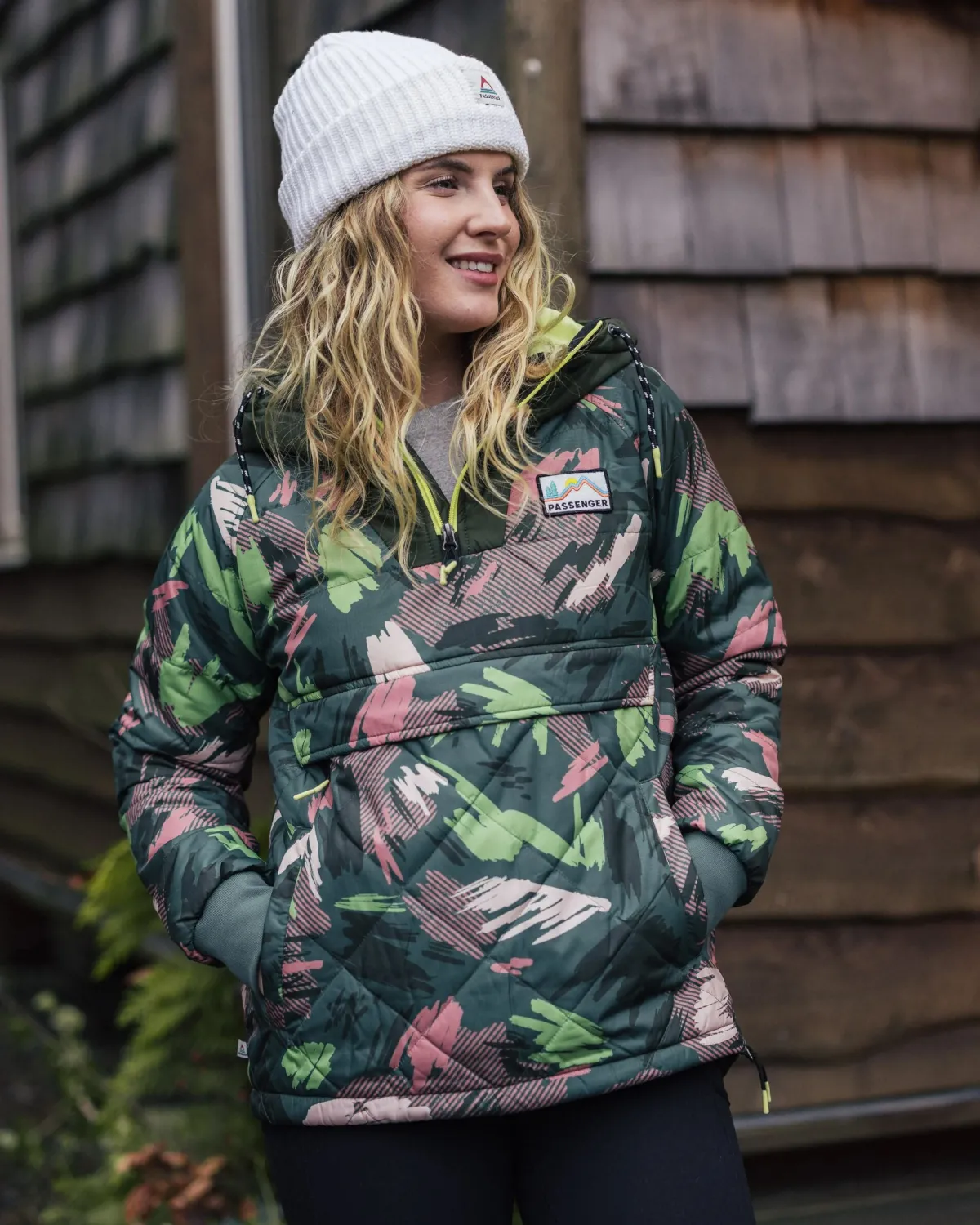 Jackets|Insulated|Passenger Ocean Recycled Insulated Half Zip Jacket - Abstract Mountain Fir Tree AbstractMountainFirTree