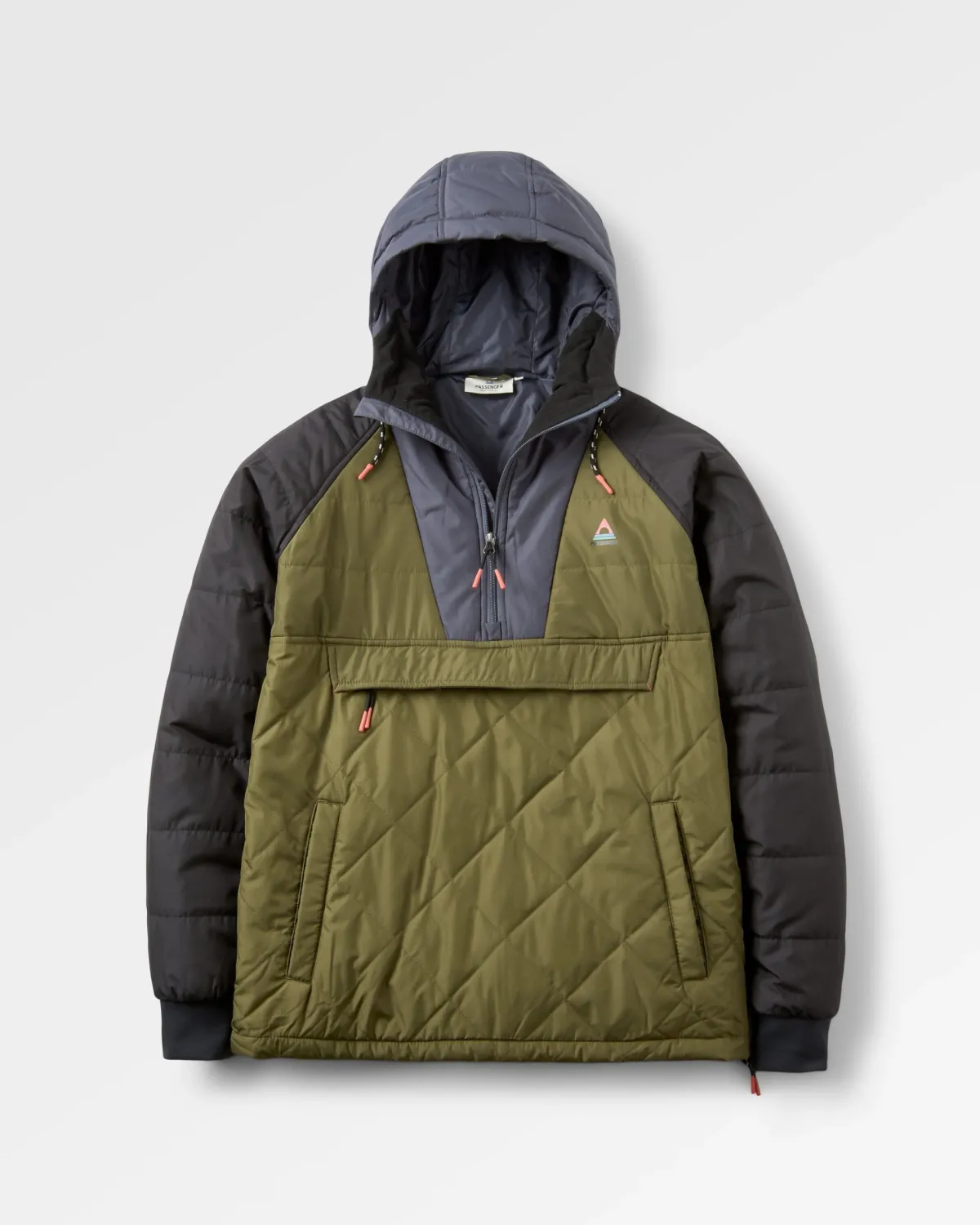 Jackets|Insulated|Passenger Oceanic Recycled Insulated Half Zip Jacket - Black/Khaki Green Black/KhakiGreen