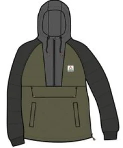 Jackets|Insulated|Passenger Oceanic Recycled Insulated Half Zip Jacket - Black/Khaki Green Black/KhakiGreen
