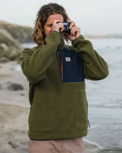 Fleece|Fleece|Passenger Offgrid 2.0 Half Zip Recycled Sherpa Fleece - Khaki Green KhakiGreen