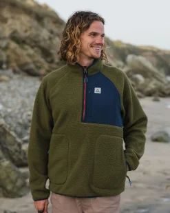 Fleece|Fleece|Passenger Offgrid 2.0 Half Zip Recycled Sherpa Fleece - Khaki Green KhakiGreen