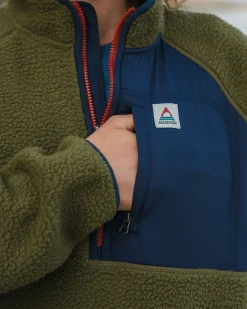 Fleece|Fleece|Passenger Offgrid 2.0 Half Zip Recycled Sherpa Fleece - Khaki Green KhakiGreen