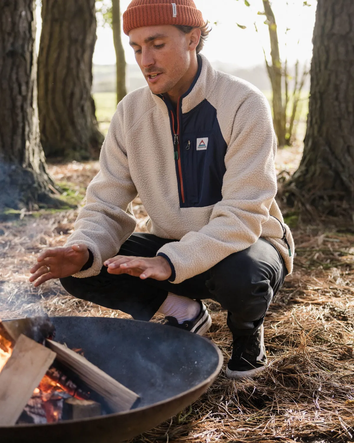 Fleece|Fleece|Passenger Offgrid 2.0 Half Zip Recycled Sherpa Fleece - Oatmeal/Navy Oatmeal/Navy