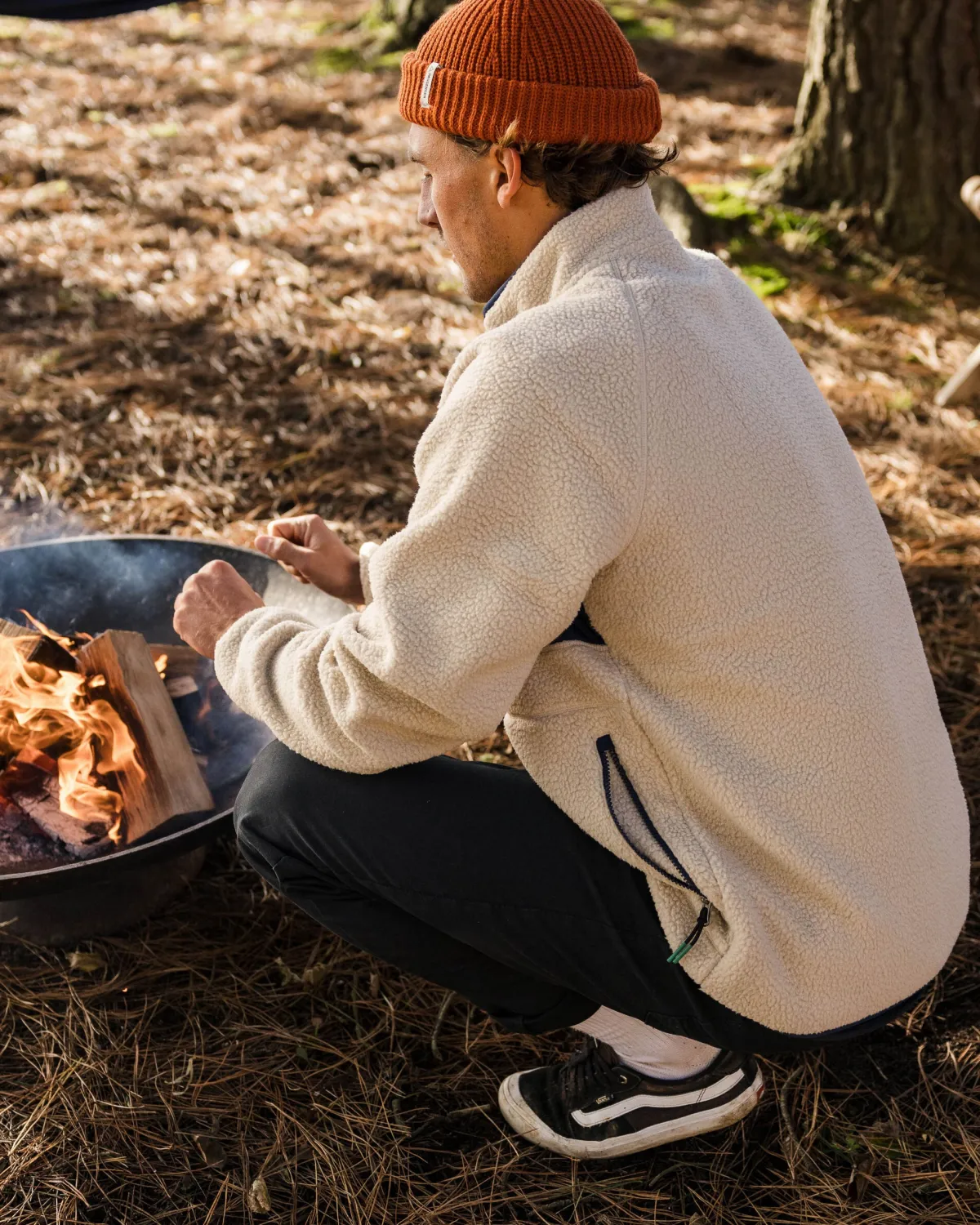 Fleece|Fleece|Passenger Offgrid 2.0 Half Zip Recycled Sherpa Fleece - Oatmeal/Navy Oatmeal/Navy
