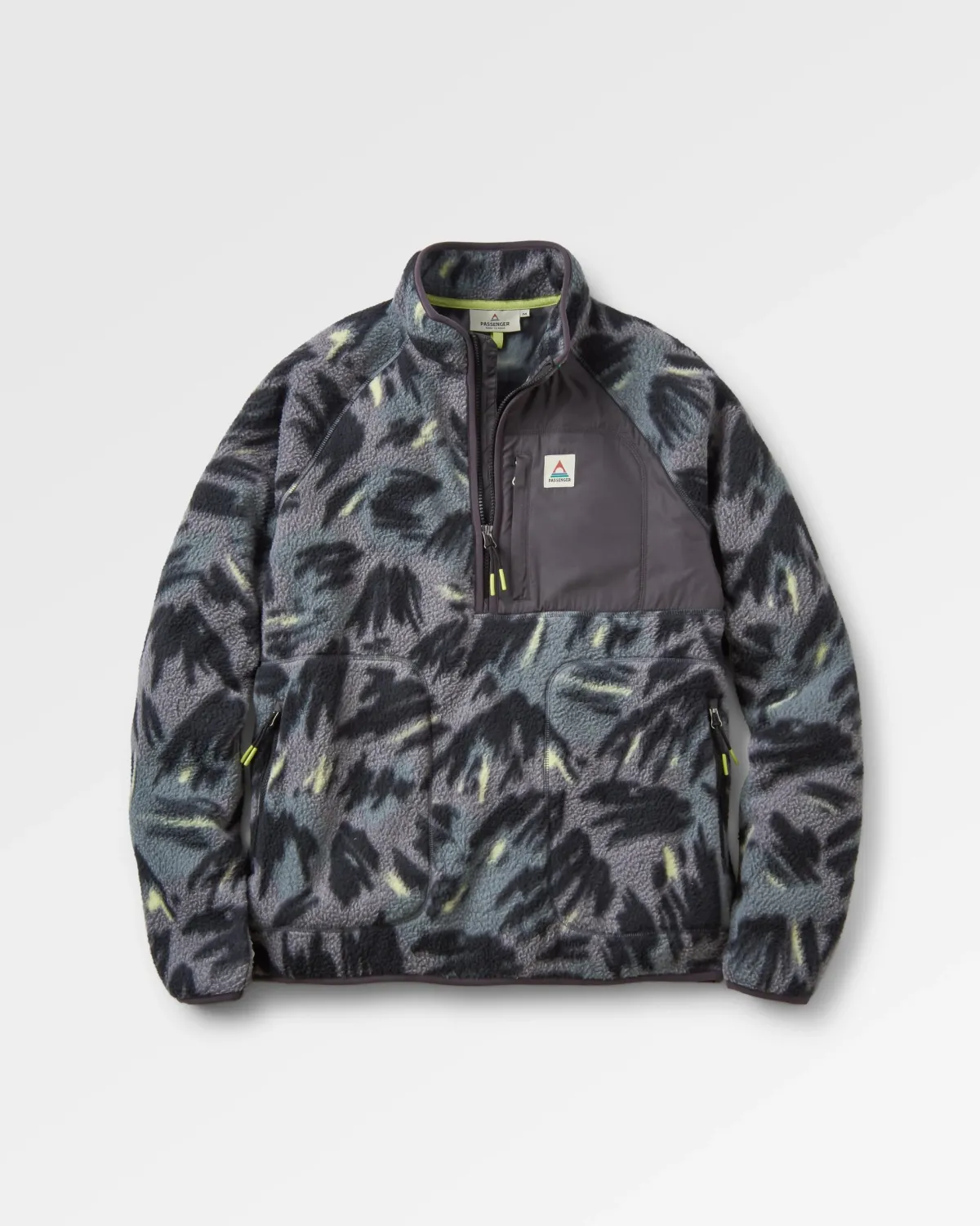 Fleece|Fleece|Passenger Offgrid 2.0 Half Zip Recycled Sherpa Fleece - Abstract Mountain Charcoal AbstractMountainCharcoal