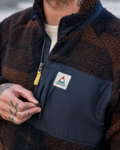 Fleece|Fleece|Passenger Offroad Recycled Sherpa Half Zip Fleece - Chestnut/Deep Navy Check Chestnut/DeepNavyCheck