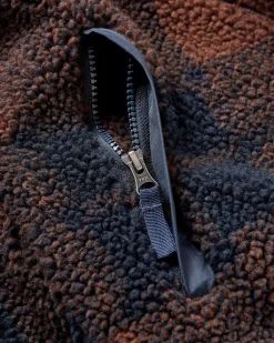 Fleece|Fleece|Passenger Offroad Recycled Sherpa Half Zip Fleece - Chestnut/Deep Navy Check Chestnut/DeepNavyCheck
