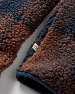 Fleece|Fleece|Passenger Offroad Recycled Sherpa Half Zip Fleece - Chestnut/Deep Navy Check Chestnut/DeepNavyCheck