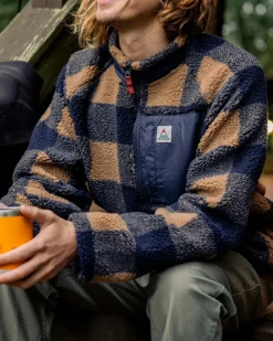 Fleece|Fleece|Passenger Offroad Recycled Sherpa Half Zip Fleece - Toffee/Rich Navy Buffalo Toffee/RichNavyBuffalo