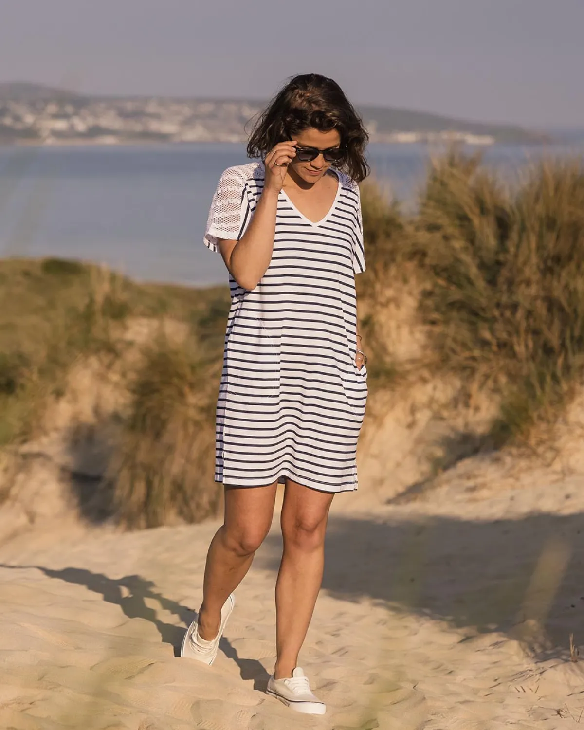 Dresses|T-Shirts & Tank Tops|Passenger Olive Oversized Recycled Cotton T-Shirt Dress - Navy Stripe NavyStripe