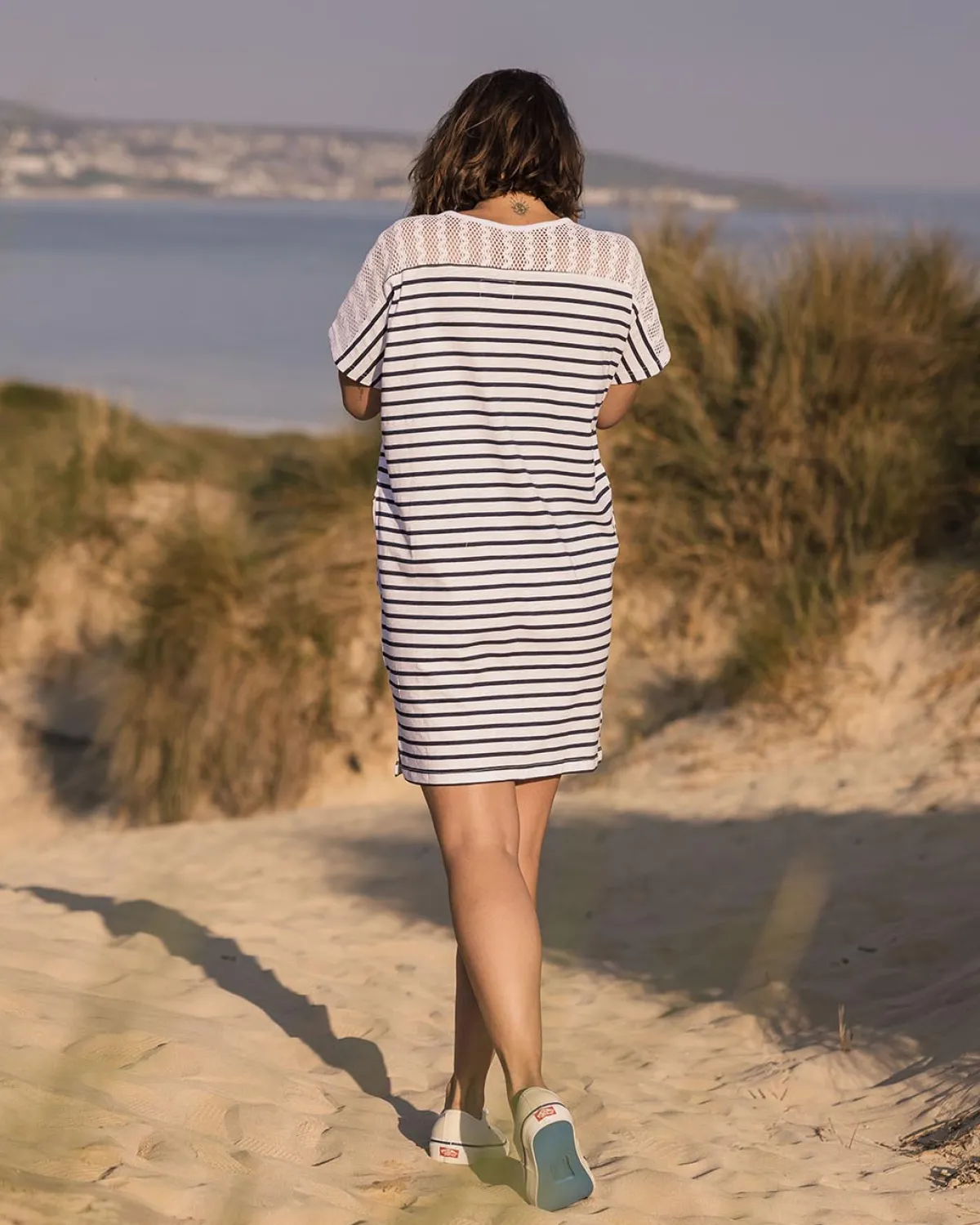 Dresses|T-Shirts & Tank Tops|Passenger Olive Oversized Recycled Cotton T-Shirt Dress - Navy Stripe NavyStripe