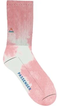 Surf Accessories|Socks|Passenger Organic Mid-weight Crew Socks - Tie Dye Shell Pink TieDyeShellPink