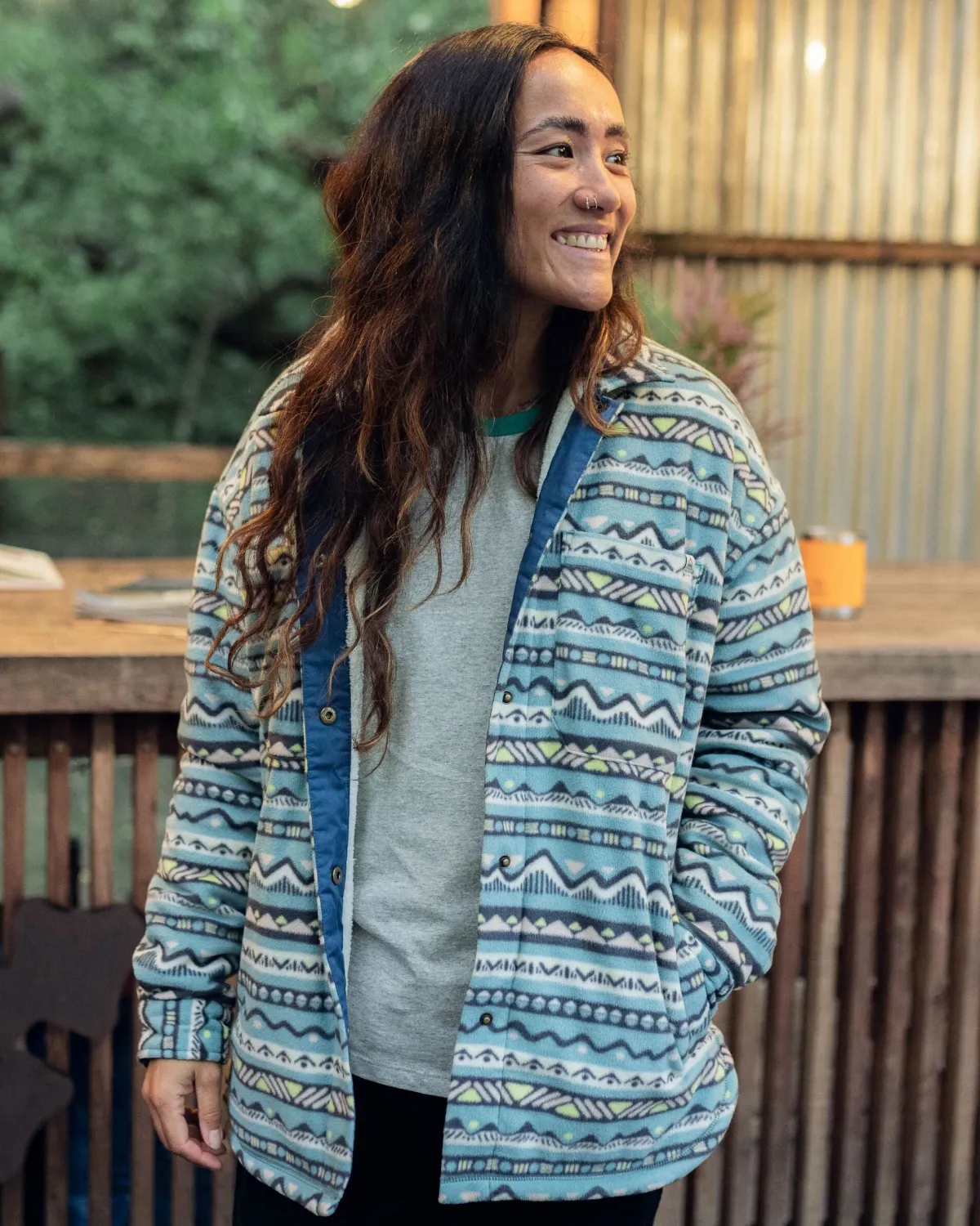 Fleece|Fleece|Passenger Orion Recycled Polar Fleece Long Sleeve Shirt - Mountain Geo Arctic MountainGeoArctic