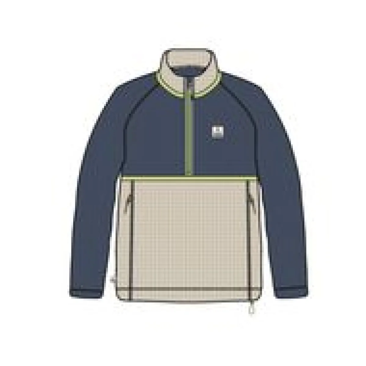 Fleece|Fleece|Passenger Overlook Recycled Grid Polar Fleece - Dark Denim/Pebble Grey DarkDenim/PebbleGrey