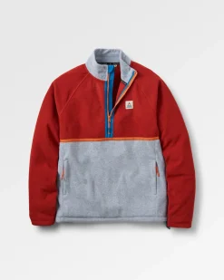Tops|Fleece|Passenger Overlook Recycled Grid Polar Fleece - Red Ochre/Grey Marl RedOchre/GreyMarl