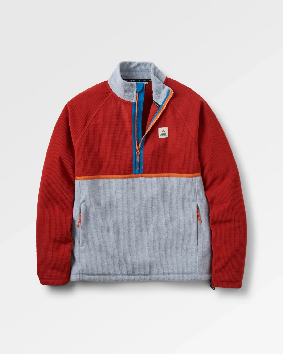Tops|Fleece|Passenger Overlook Recycled Grid Polar Fleece - Red Ochre/Grey Marl RedOchre/GreyMarl