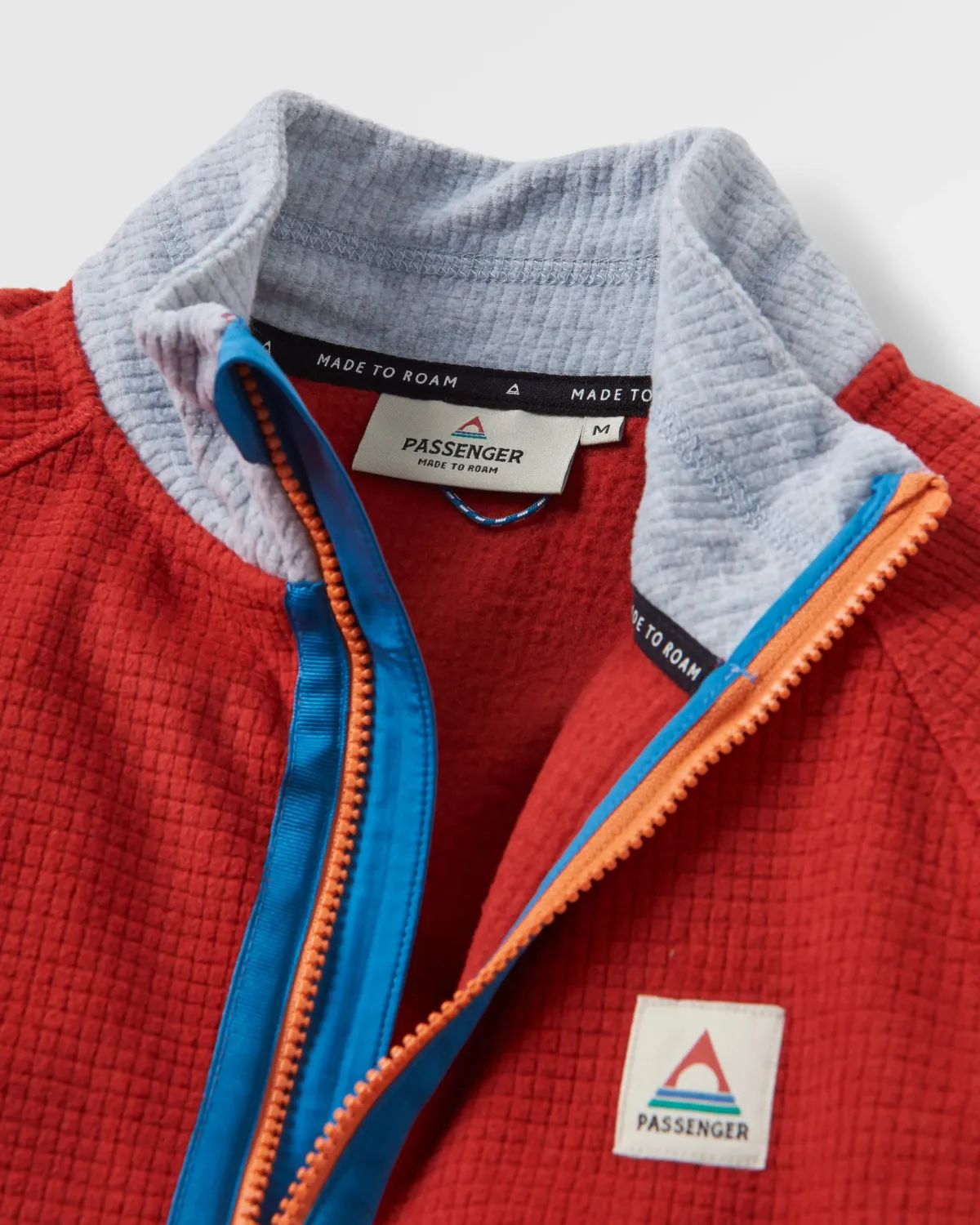 Tops|Fleece|Passenger Overlook Recycled Grid Polar Fleece - Red Ochre/Grey Marl RedOchre/GreyMarl