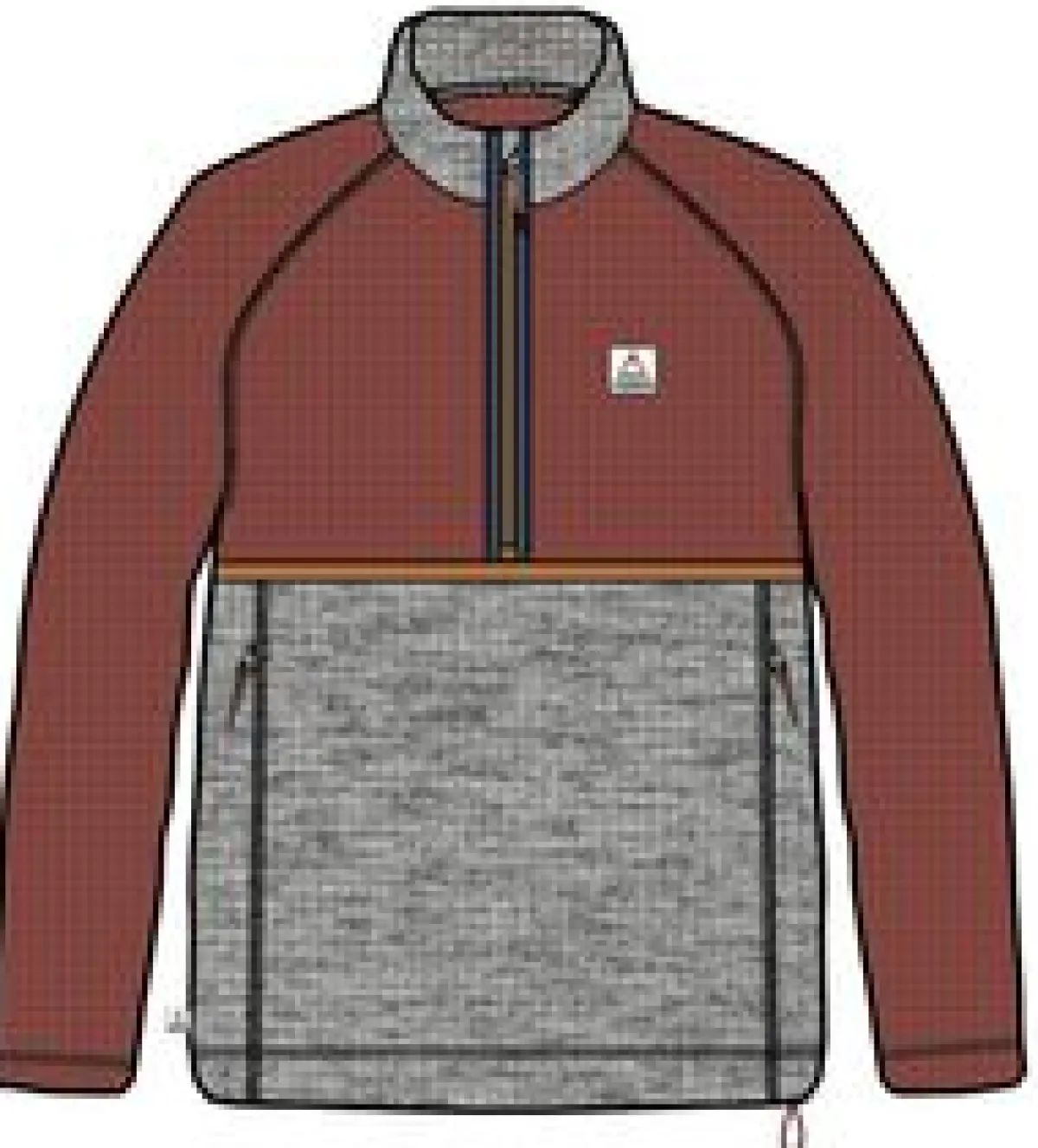 Tops|Fleece|Passenger Overlook Recycled Grid Polar Fleece - Red Ochre/Grey Marl RedOchre/GreyMarl