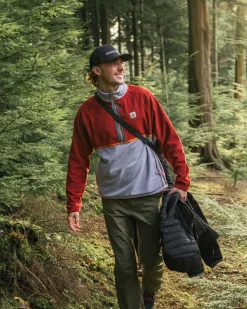 Tops|Fleece|Passenger Overlook Recycled Grid Polar Fleece - Red Ochre/Grey Marl RedOchre/GreyMarl