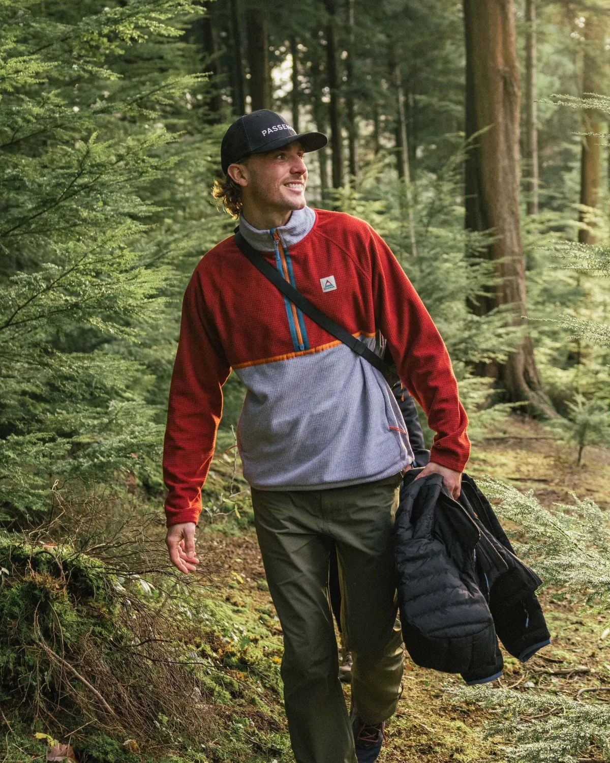 Tops|Fleece|Passenger Overlook Recycled Grid Polar Fleece - Red Ochre/Grey Marl RedOchre/GreyMarl