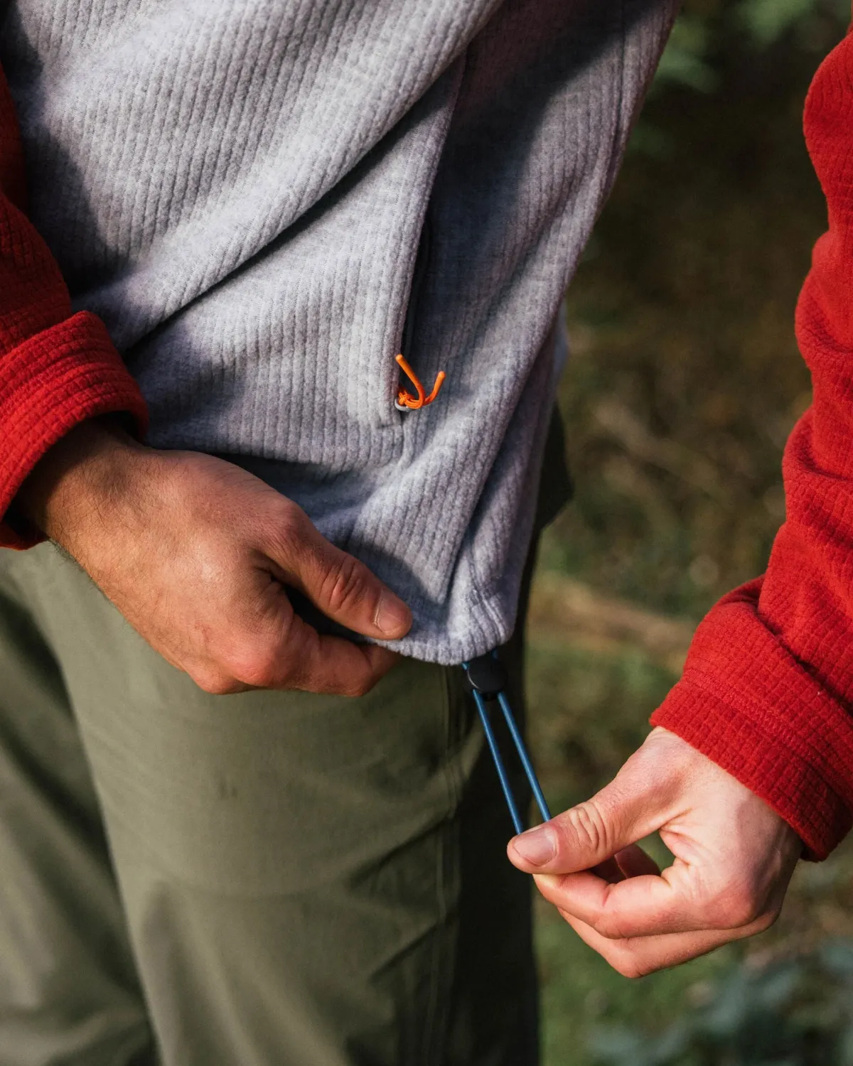 Tops|Fleece|Passenger Overlook Recycled Grid Polar Fleece - Red Ochre/Grey Marl RedOchre/GreyMarl