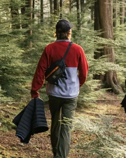 Tops|Fleece|Passenger Overlook Recycled Grid Polar Fleece - Red Ochre/Grey Marl RedOchre/GreyMarl