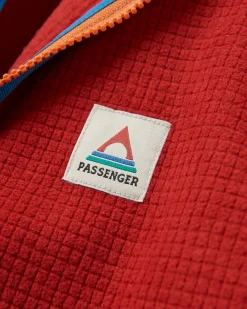 Tops|Fleece|Passenger Overlook Recycled Grid Polar Fleece - Red Ochre/Grey Marl RedOchre/GreyMarl
