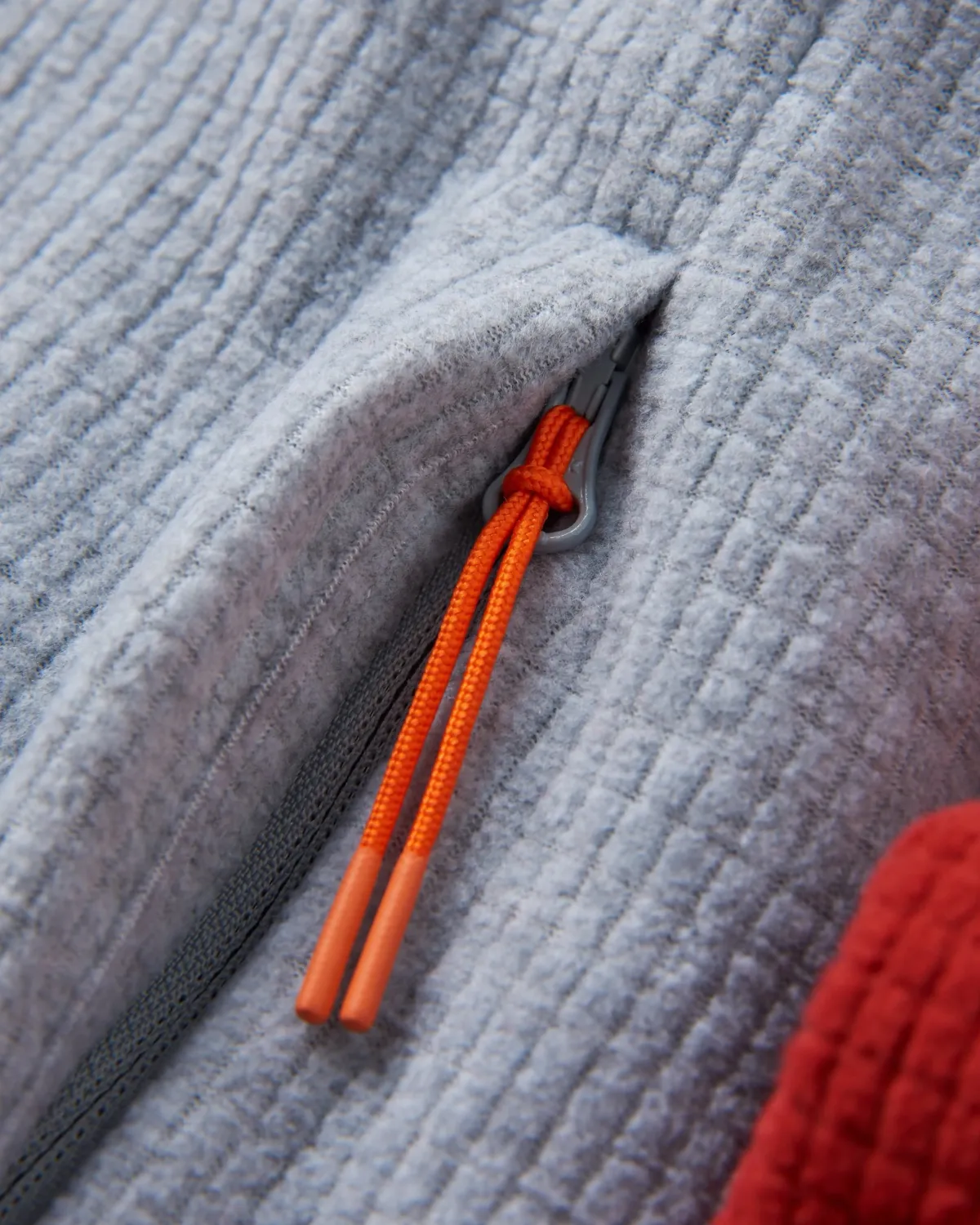 Tops|Fleece|Passenger Overlook Recycled Grid Polar Fleece - Red Ochre/Grey Marl RedOchre/GreyMarl