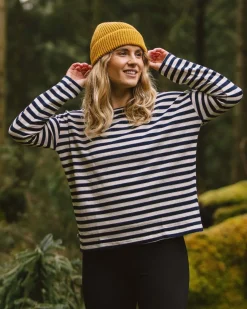 Tops & T-Shirts|Passenger Panorama Striped Long Sleeve T-Shirt - Deep Navy DeepNavy