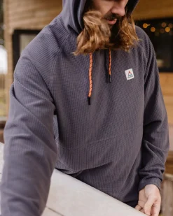 Fleece|Fleece|Passenger Point Recycled Grid Polar Fleece Hoodie - Charcoal