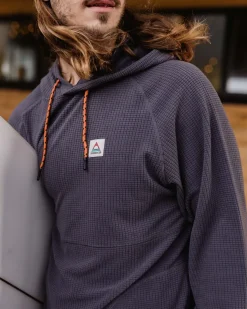 Fleece|Fleece|Passenger Point Recycled Grid Polar Fleece Hoodie - Charcoal