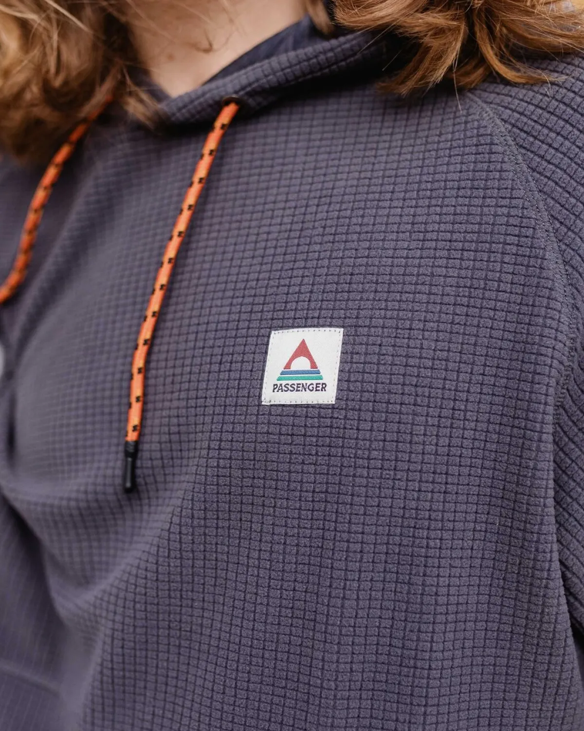 Fleece|Fleece|Passenger Point Recycled Grid Polar Fleece Hoodie - Charcoal