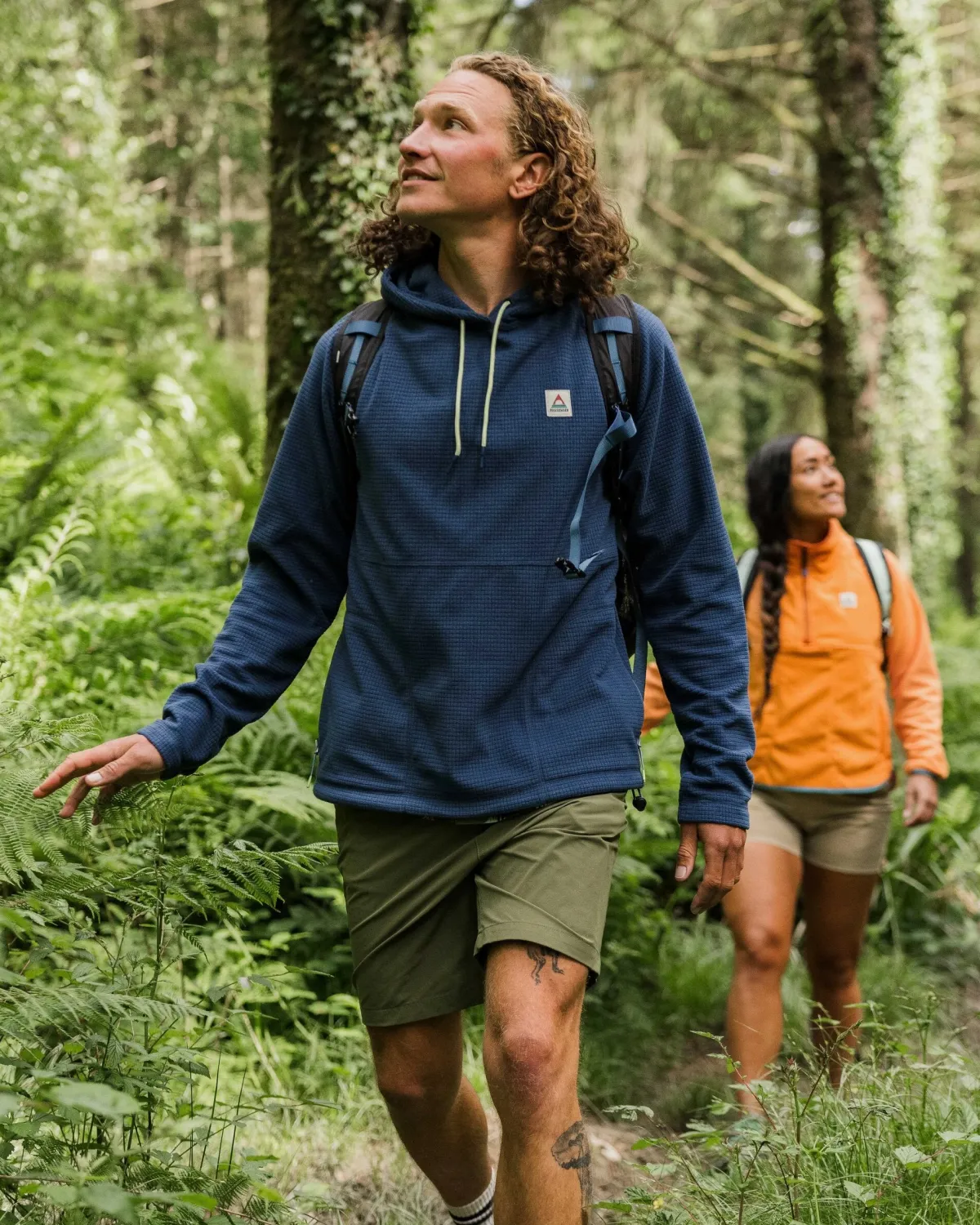 Fleece|Fleece|Passenger Point Recycled Grid Polar Fleece Hoodie - Dark Denim DarkDenim